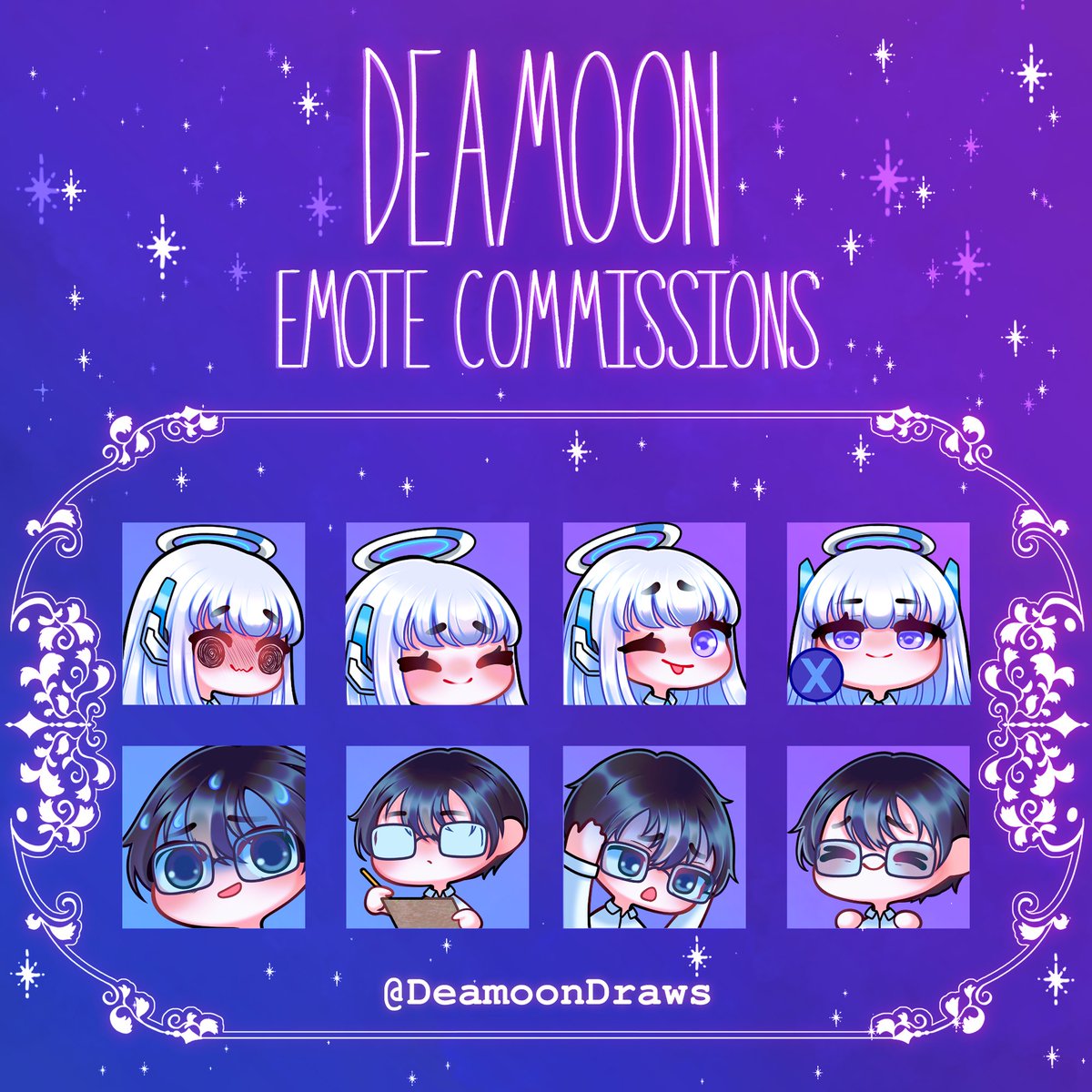DeamoonDraw's tweet photo. Some emote commissions I've worked on recently! https://t.co/ULGULoMqRa