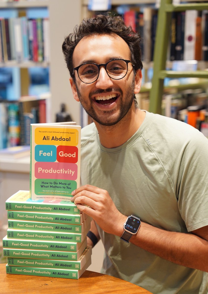 AliAbdaal's tweet photo. It’s official! My first book Feel-Good Productivity is now available to buy online and in stores around the world 🤯 

I'm humbled by all of your support 🙏

Reminder to please submit your receipt on the form on the website (link below) to get your free ticket for my Jan 6th 2024 Annual Planning Workshop.   

It’s a 3-hour live online workshop where I’ll take you through some great exercises to reflect on 2023, and create goals, plans and system to help make 2024 the best year of your life. 

Much love ♥️ https://t.co/876fMY5IOJ