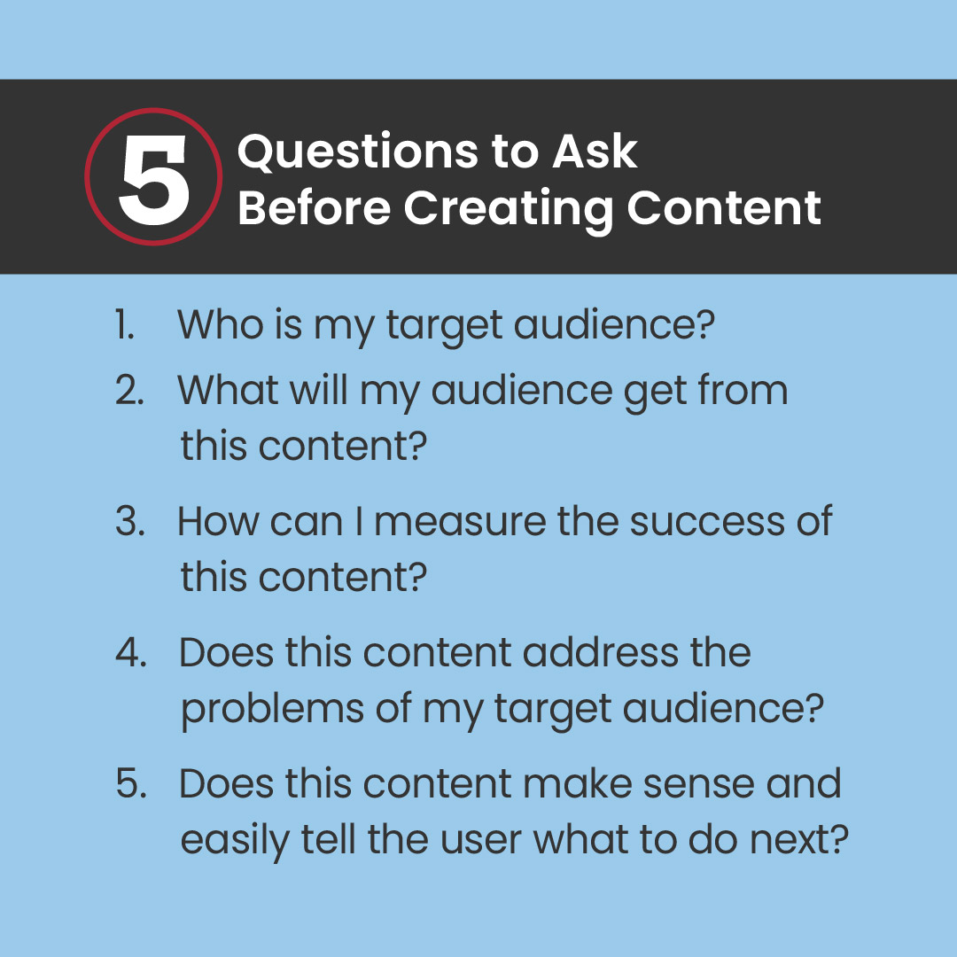 Content can be powerful when it’s created with a purpose. Try asking yourself these questions during your next brainstorm!

#UptownStudios #Sacramento #Marketing