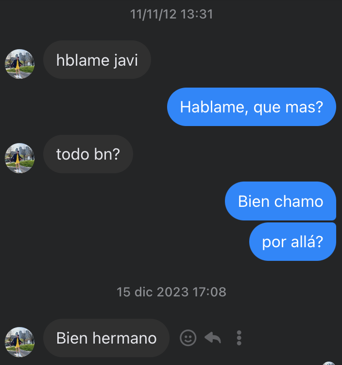 javierl_eal's tweet photo. un pana que estudió primer semestre conmigo me respondió un mensaje 11 AÑOS DESPUÉS COMO SI NO HUBIERA PASADO NI UN DÍA AKJSKAJS https://t.co/YTTzIdhpwe
