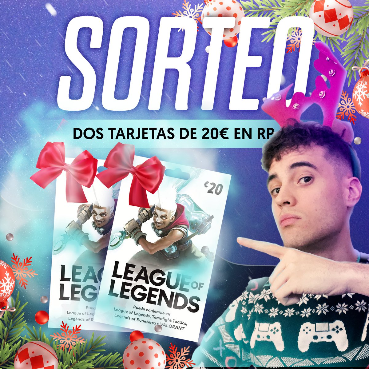 📷🎁 SORTEO NAVIDEÑO 📷🎁
DOS TARJETAS DE 20$ EN RP 
¿Cómo participar?  

1️⃣ RT y LIKE
2⃣ Seguirme en twitter
3⃣ Comenta que skin te comprarias si te toca👀

 ACABA EL 02/01/2024🗓️
Mucha suerte🥰