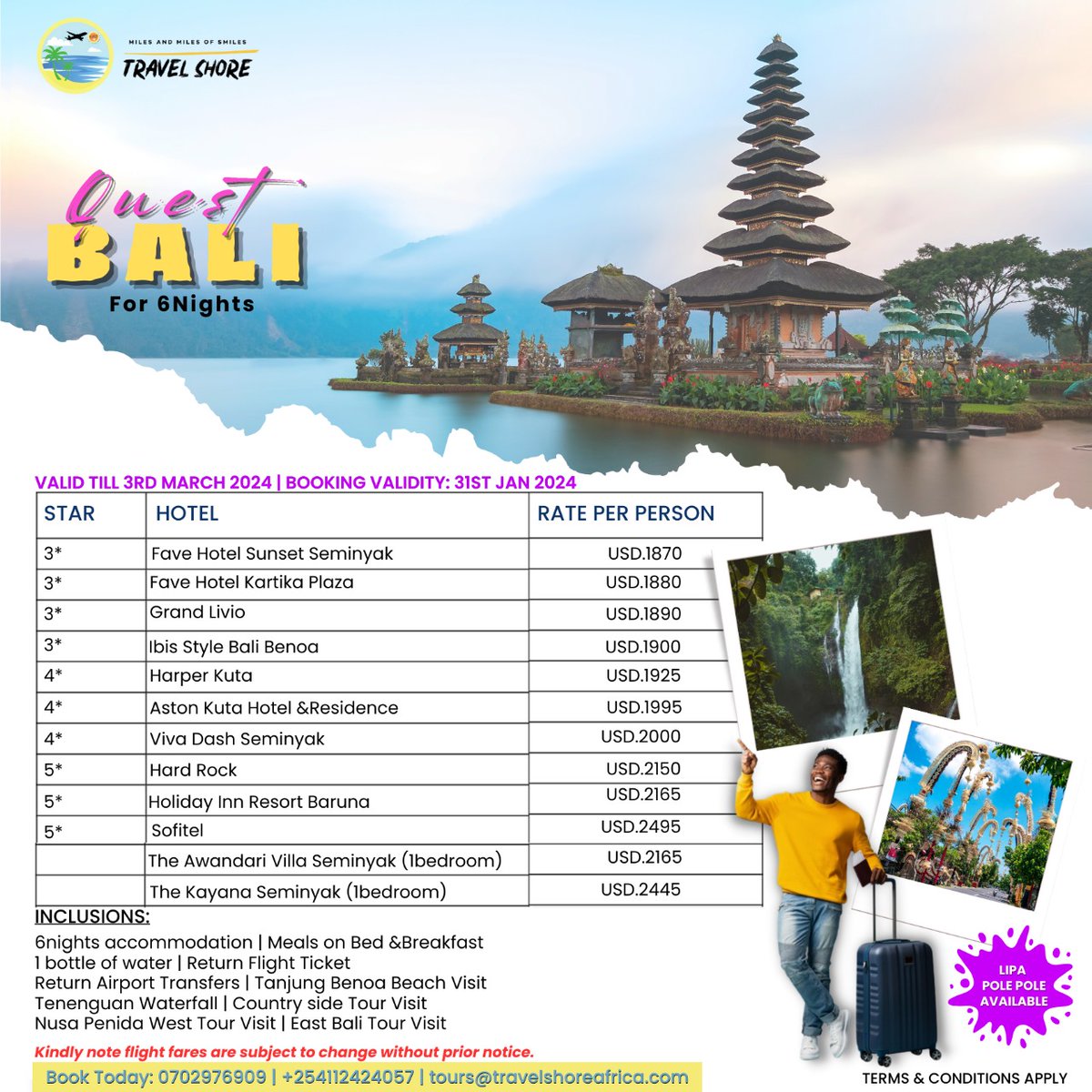 Faaky_1's tweet photo. March magic in Bali! Travel shore 6-nights retreat. Book by January 31st your Bali adventure awaits
#Balimagic
#TravelShoreAfrica https://t.co/Tkd359wxmY