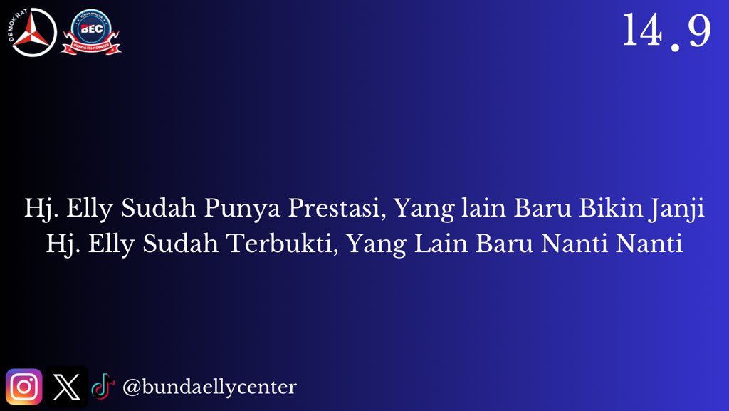 bundaellycenter's tweet photo. #SudahWaktunya
#2024GantianDong

Salam 1 Kursi untuk Hj. @elly_2404 https://t.co/NIQprrcouF