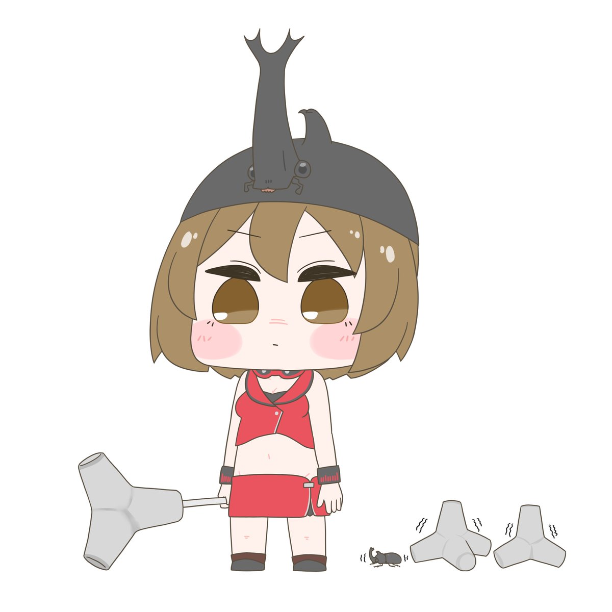 meiko (vocaloid) 1girl brown hair brown eyes skirt chibi red skirt white background  illustration images