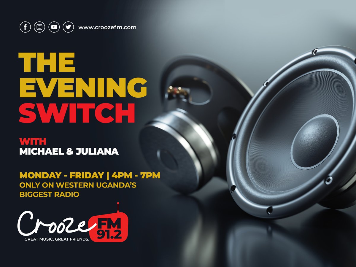 912CroozeFM's tweet photo. Get in for #TheEveningSwitch with @TheRadioChic and @nkutamichael Enjoy your evening courtesy of Western Uganda’s Biggest Radio.

StudioLines : 0752912912/ 0780912910 

Listen Online https://t.co/kz0wNdH82V https://t.co/gOAQuhafuW
