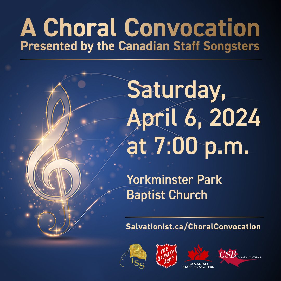 TSA_CSS's tweet photo. New year is just around the corner! Mark your calendars and see you at a Choral Convocation presented by the Canadian Staff Songsters on Saturday, April 6, 2024, at 7:00 p.m.

Learn more at https://t.co/yp2WNPcZOm https://t.co/xDZNnBlqGA