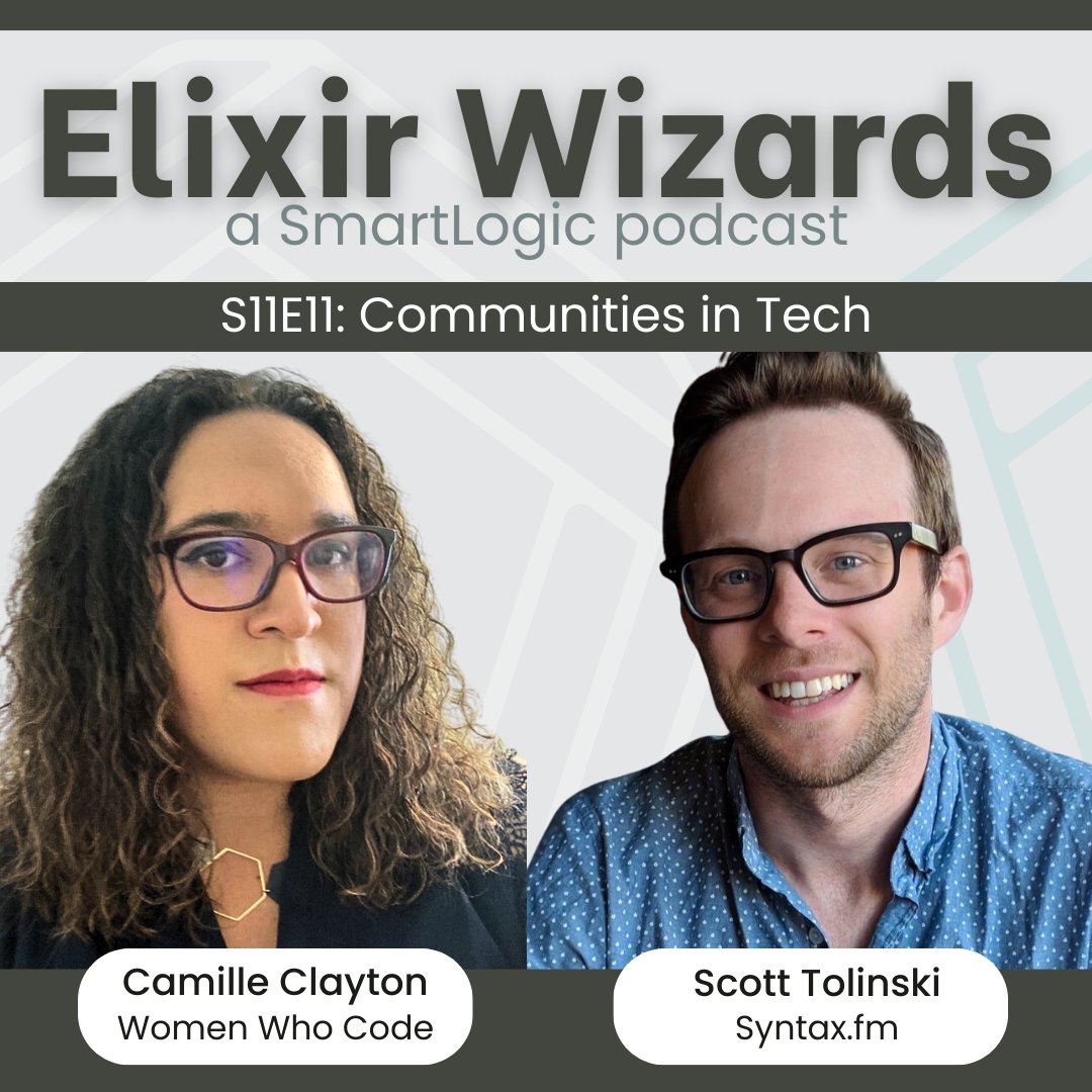 smartlogic's tweet photo. ๐ Today on Elixir Wizards, Camille Clayton of
@womenwhocodedc and @stolinski of @syntaxfm join Sundi and Owen to compare notes on building tech community spaces online and IRL.
๐ง Tune in here: https://t.co/hp944vjVFd
#myelixirstatus #elixirlang #WomenWhoCode #syntaxfm https://t.co/VNA4VOYTgB