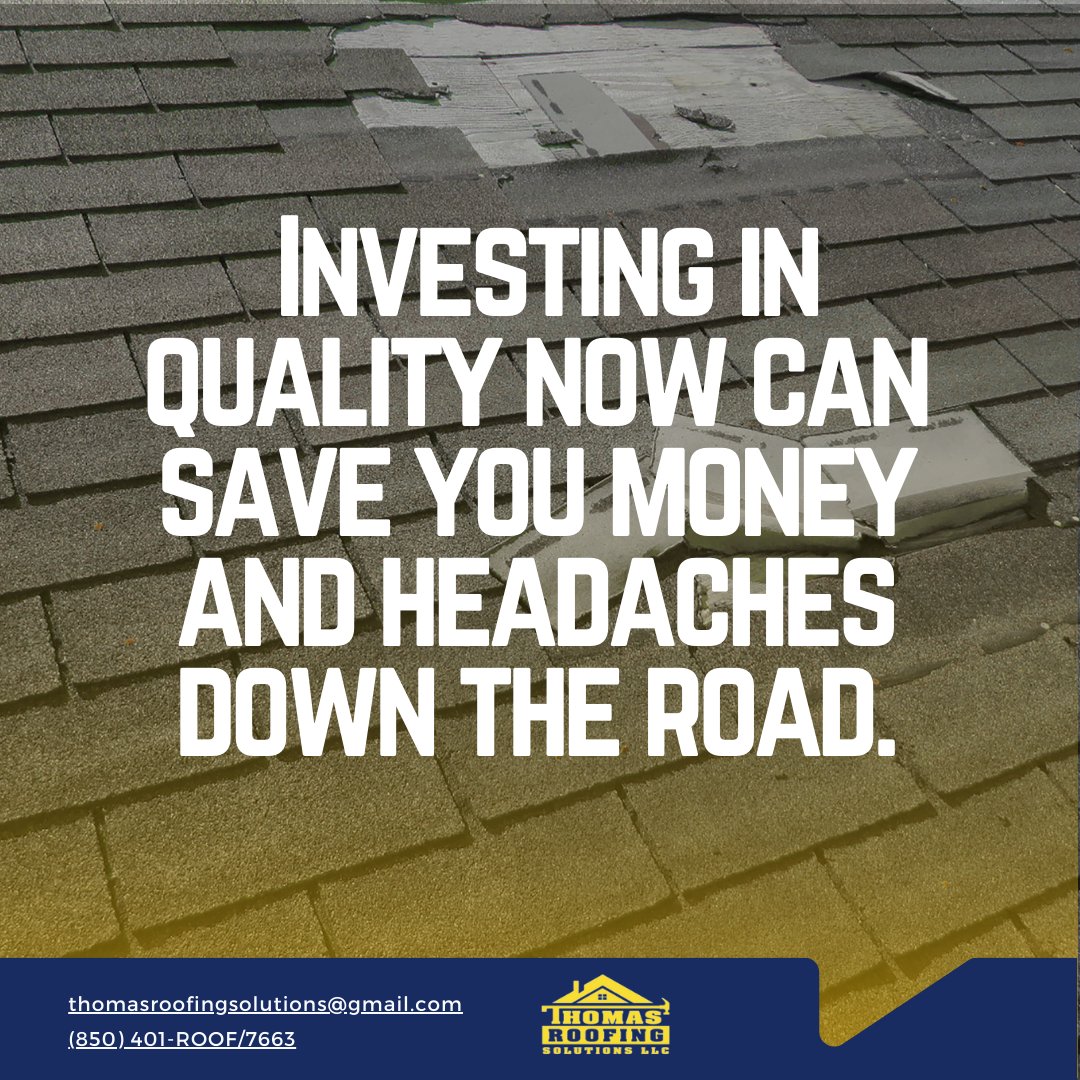 Don't skimp on quality - it's the VIP pass to a headache-free future! 💼💰 Thomas Roofing Solutions: where investments in excellence pay dividends in peace of mind. 🛠️🏡 #QualityPaysOff #InvestInExcellence #ThomasRoofWisdom