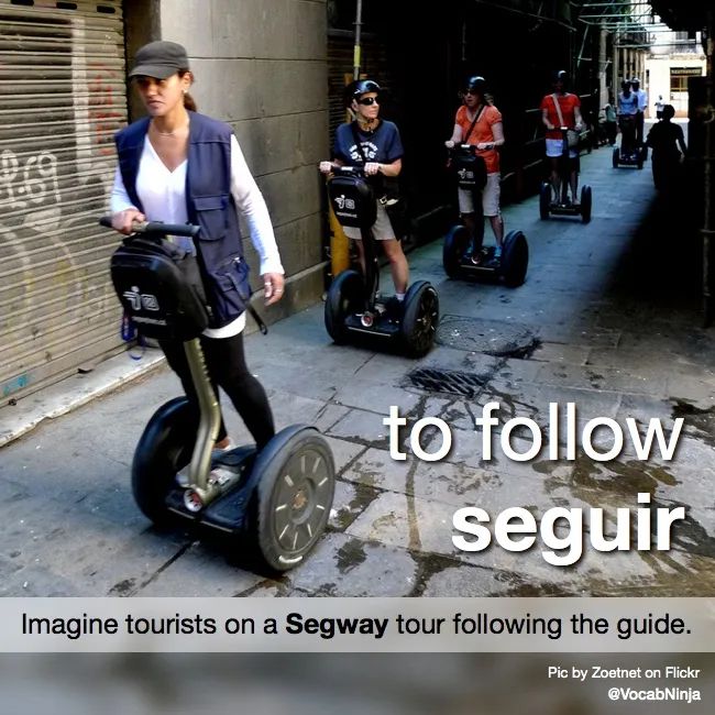 DailyESword's tweet photo. 🇬🇧 to follow, proceed, continue
🇪🇸 seguir
Imagine tourists on a «Segway» city tour having to follow the guide, all in an orderly line.
💬 “Follow that Segway!”
💬 “Siga ese Segway!”
#Spanish #follow #tofollow #proceed #toproceed #continue #tocontinue #seguir #Segway #español https://t.co/rjSFmqr3sX