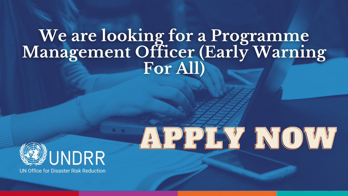 UNDRR_Americas's tweet photo. 🔊Open applications! 
We are looking for a new Programme Management Officer for the initiative #EW4All to join our team in Panama City. 🇵🇦
Apply here👉🔗 https://t.co/FWxyC1z7vY https://t.co/ARVUDJFhSF