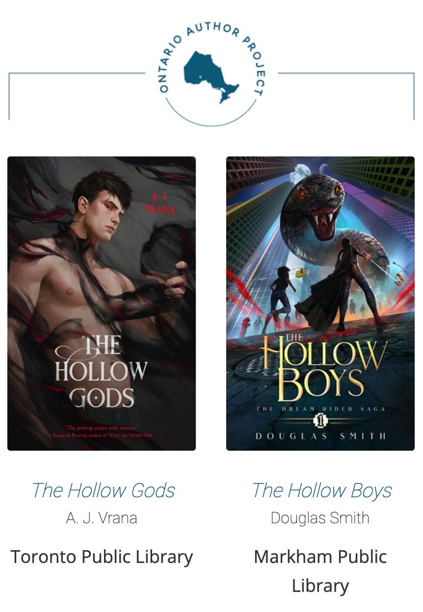 Toronto Public Library (@torontolibrary) on Twitter photo Congrats to local author @AJVrana for winning an <a href="/indieauthorproj/">Indie Author Project</a> award for The Hollow Gods!
The Hollow Gods is about a town cursed by a spirit that possesses young women and the person who may be the next victim.
Read The Hollow Gods in BiblioBoard: ow.ly/tZ8150QgPnY Congrats to local author @AJVrana for winning an <a href="/indieauthorproj/">Indie Author Project</a> award for The Hollow Gods!
The Hollow Gods is about a town cursed by a spirit that possesses young women and the person who may be the next victim.
Read The Hollow Gods in BiblioBoard: ow.ly/tZ8150QgPnY