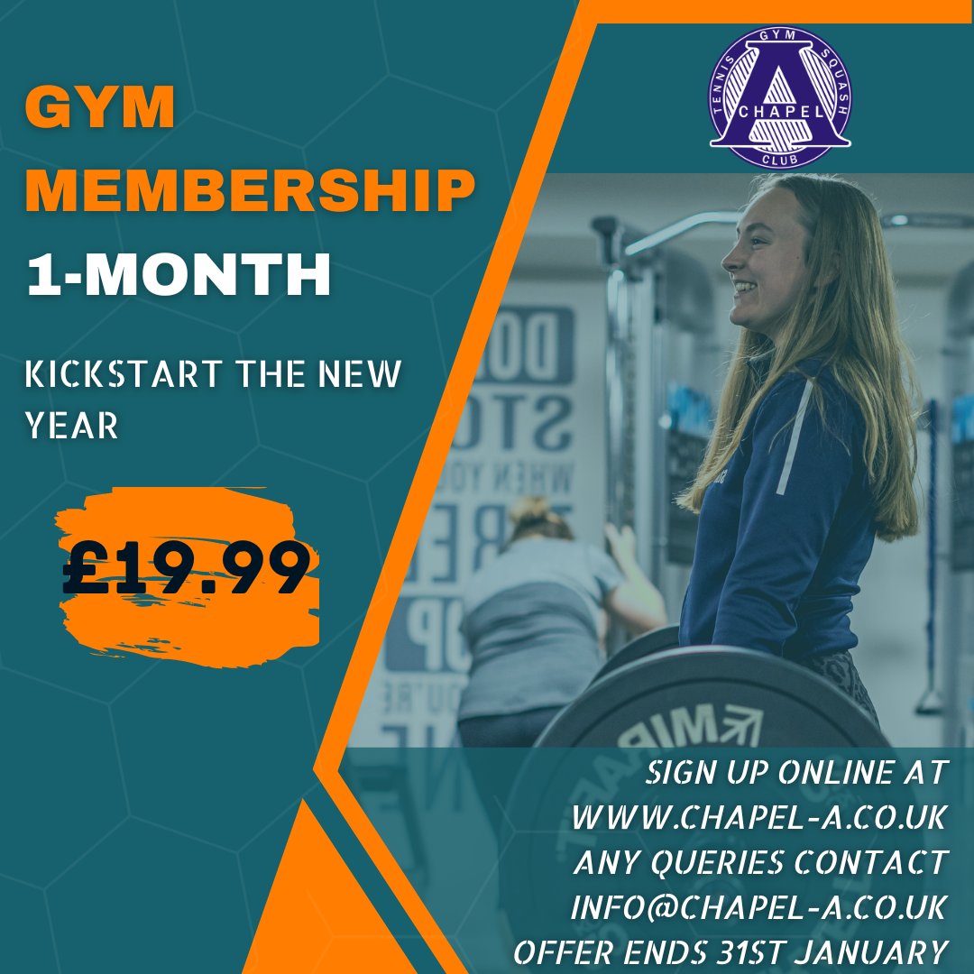 ❗️ Kickstart the new year with our 1-month gym membership for £19.99 ❗

️ 
This offer will be available to purchase between 2nd January and 31st January 2024.

#caltsc #chapelaclub #gym #newyear #newyearresolution