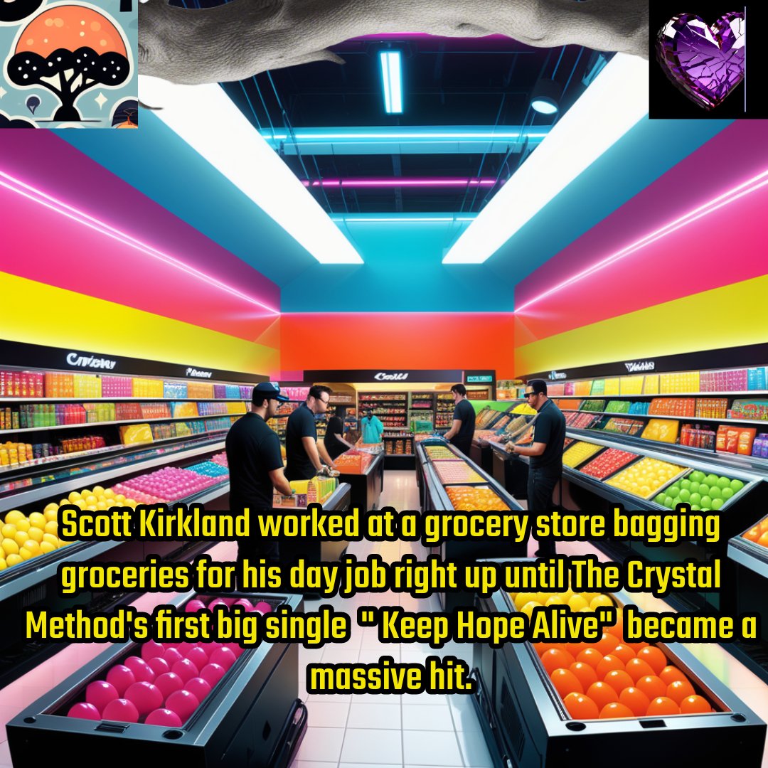 5nine3official's tweet image. Scott Kirkland worked at a grocery store bagging groceries for his day job right up until The Crystal Method&apos;s first big single Keep Hope Alive&quot; became a massive hit. 🛒👍 #thecrystalmethod #tbt&quot;