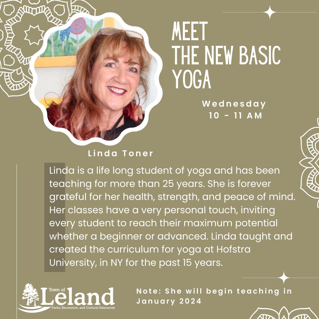 Embark on a journey to wellness with our new Basic Yoga instructor, Linda Toner! 🧘‍♀️✨ Join us starting in January for her 6-week program for rejuvenating sessions. Secure your spot and register online or in person at the LCAC. Let's breathe, stretch, and find balance together! 🌿
