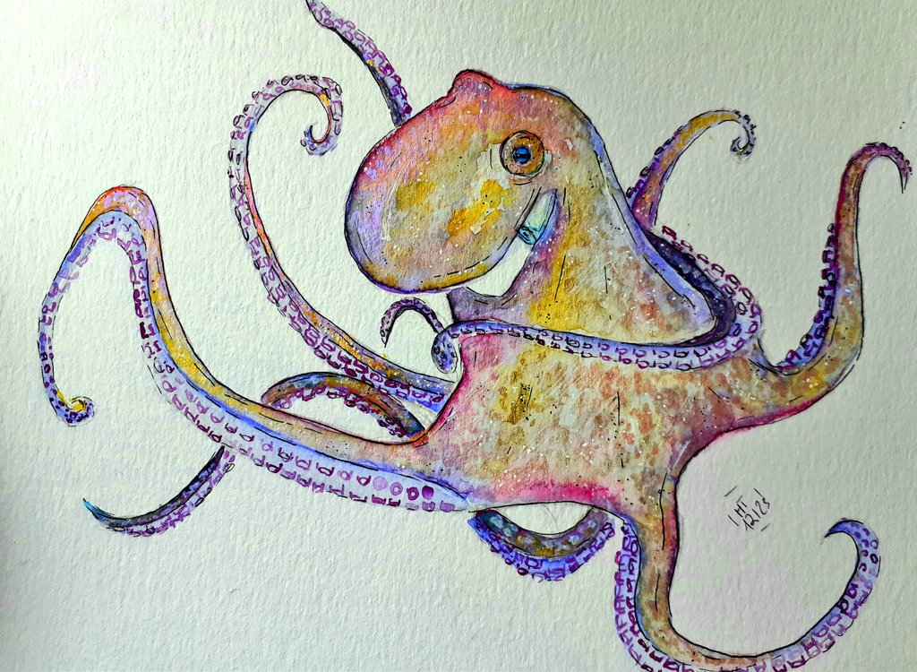 The last #scribbleintoart of 2023! Well and again... it's an #octopus 😅🐙 @scribbleintoart #kleineKunstklasse