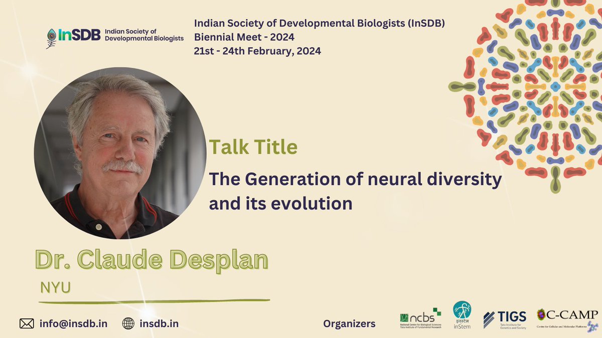 InSDB_79's tweet photo. Next from our lineup is Dr Claude Desplan from NYU. His lab explores the intricate mechanisms of stochastic choices in sensory system development and the development and function of different neuronal types of the optic lobes.
We are pleased to have you on board!✨
#InSDB2024 https://t.co/3pA3lNde9M