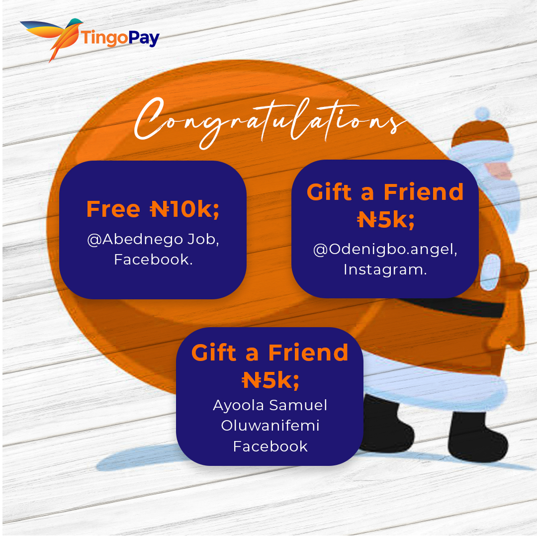 mytingoappp's tweet photo. We have come bearing good news to all winners of our TingoBell Giveaway. 🏆🎉🏆

Congratulations🎉.
Thank you for being a part of this.

More excitements coming next year✨

Keep following us🎄!

#tingobell, #mytingoappp, #tingopay, #seasonsgreetings, #christmas, #giveaway https://t.co/j0FEMzcdY3
