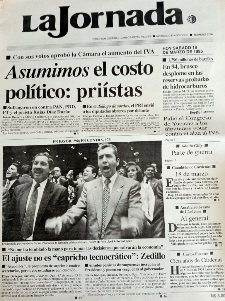 Ernesto Zedillo:

- DEVALUÓ el peso
- Subió el IVA de 10 a 15%
- Aplicó el FOBAPROA
- Asesino a niños y mujeres en Acteal y Aguas Blancas
- Regaló los ferrocarriles
- Creó el fraude del RENAVE
- Asesino a personas de izquierda

Zedillo fue uno de los peores Presidentes de México.