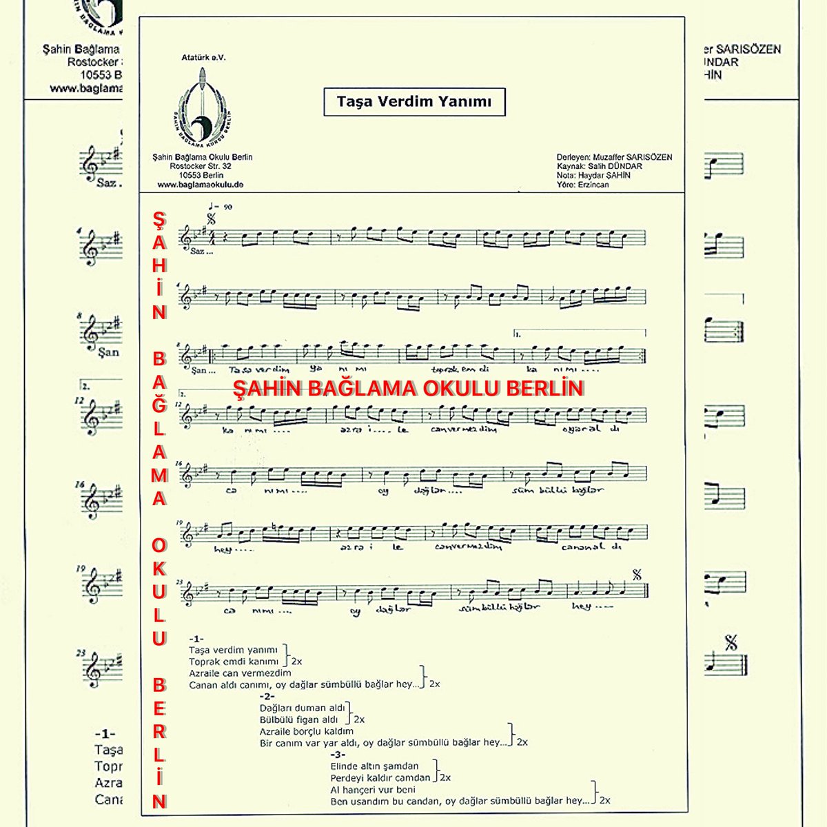 baglamaokulu's tweet photo. “TAŞA VERDİM YANIMI” … Nota paylaşımı…
#TaşaVerdimYanımı #MuzafferSarıSözen #SalihDündar #Erzincan #MüslümGürses #Erzincan #sahinbaglamaokuluberlin #müzik #nota #baglama #saz #söz #türkü #türkülerimiz #berlin #HaydarSahin #MerdanSahin #baglamaokulu #berlin @baglamaokulu https://t.co/6bMHzB1bp3