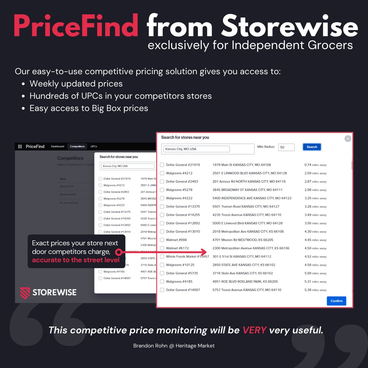 Say goodbye to inconsistent and out-of-date competitive price reports and say hello to PriceFind from Storewise. Gain a store next door view of your local competition to help you fight big box stores.

Sign up today: zurl.co/SI7z

#grocerytech #competitivepricing