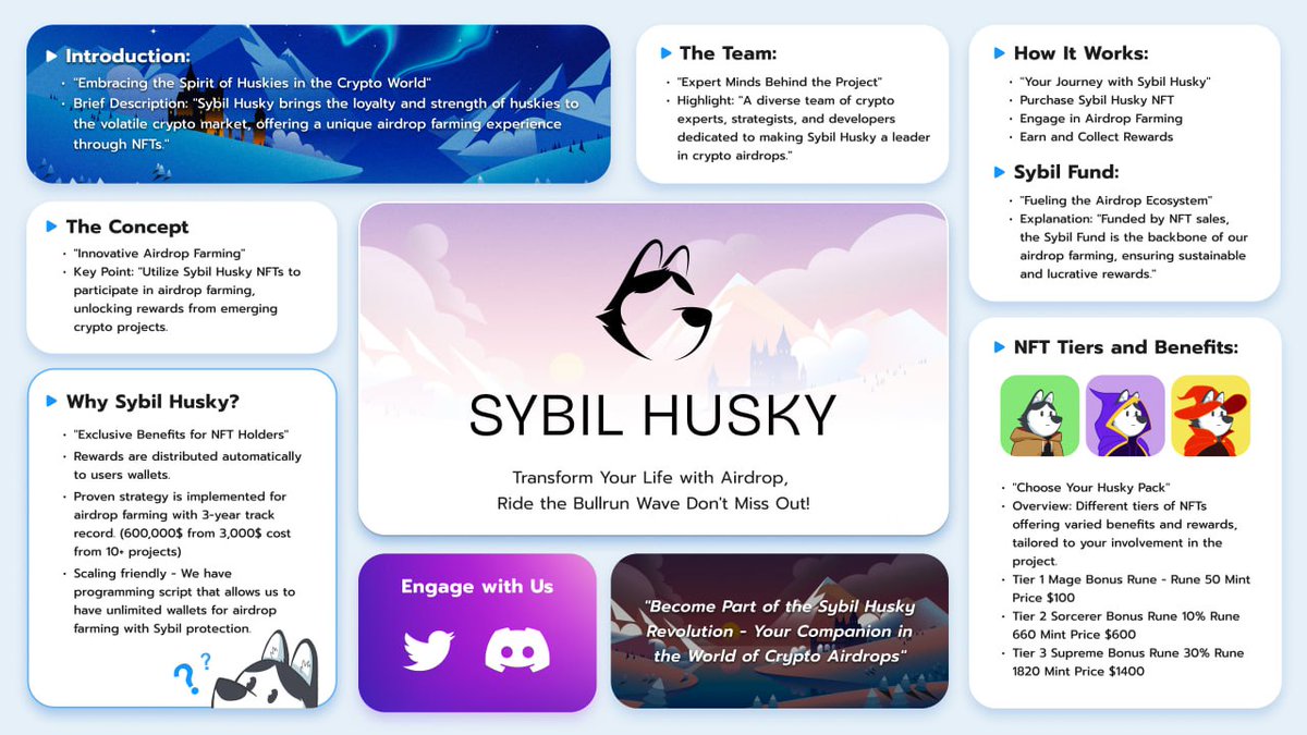 SybilHusky's tweet photo. Release the Huskies! ⚠️

Join us in Discord NOW 🔥
https://t.co/FfnX3cOLw9

#Airdrop #NFT #bullrun #AirdropFarming #SybilHusky https://t.co/AJYmJHrQBB
