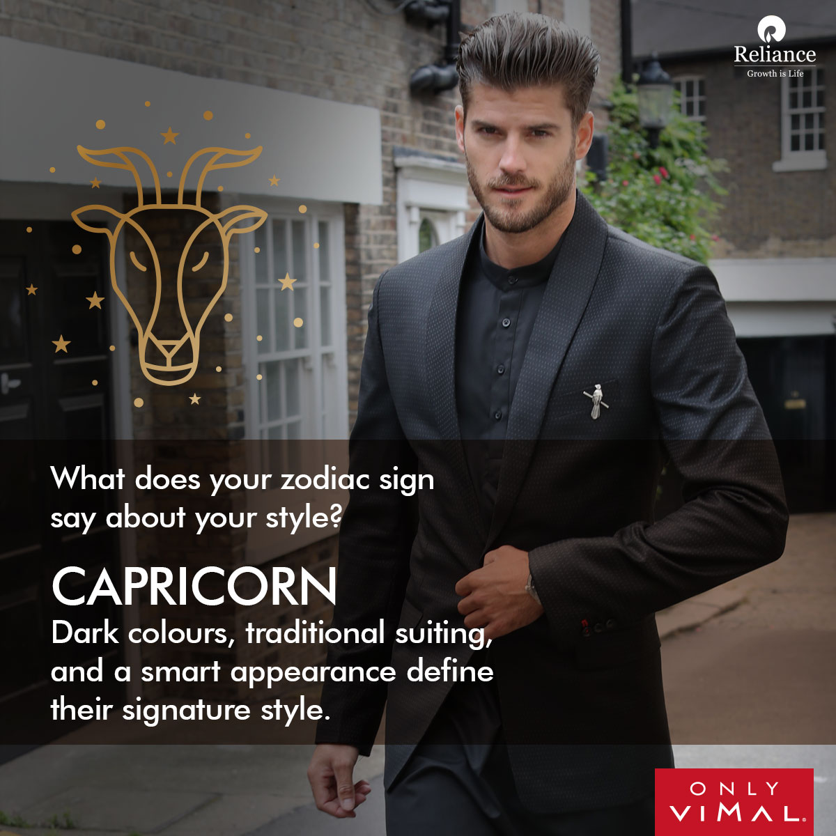 OnlyVimal_India's tweet photo. Capricorns are smart, hardworking, and in control of their destiny. Power dressing suits them best. Tag your Capricorn friends to recognise their style.
#Reliance #RelianceIndustries #OnlyVimal
#ZodiacStyles #Capricorn #CapricornSign https://t.co/0MXphSaHgh