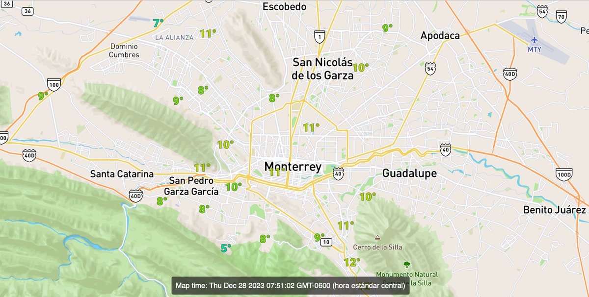MauroMoralesMtz's tweet photo. Temperaturas frías en la zona metropolitana de #Monterrey. En la sierra hay temperaturas de -4 en #MesaDeTablas y -5˚ en #SanAntonioDeLasAlazanas.
La calidad del aire es #Buena en 11 de 15 estaciones y #Aceptable en 4.
Hoy se espera un día Soleado con máxima de 17˚. https://t.co/sOflKd3xrl