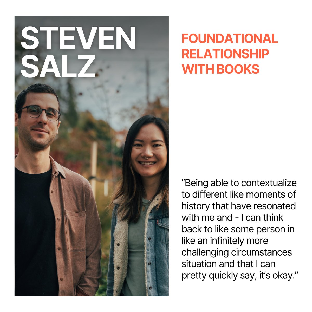 hey__itsMimi's tweet photo. Contextualize your experiences:
When feeling stuck or challenged, Steven, Rivalry CEO, says his secret is turning to books for perspective and inspiration.

@rivalryca https://t.co/8LWhNol0Pl