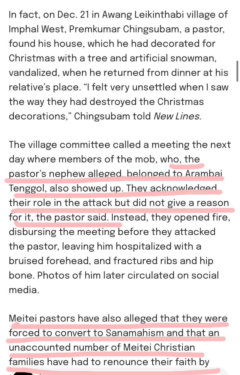 Religious angle is 1 element which’s hard 2 ignore in this Manipur Violence. Meiteis are attacking their own people just because they’re Christians &amp; forcing them 2 convert 2 Sanamahism. Isn’t India a secular country or is Kangleipak not apart of India? <a href="/PhilemRohan/">Philem Rohan</a> Any comment?