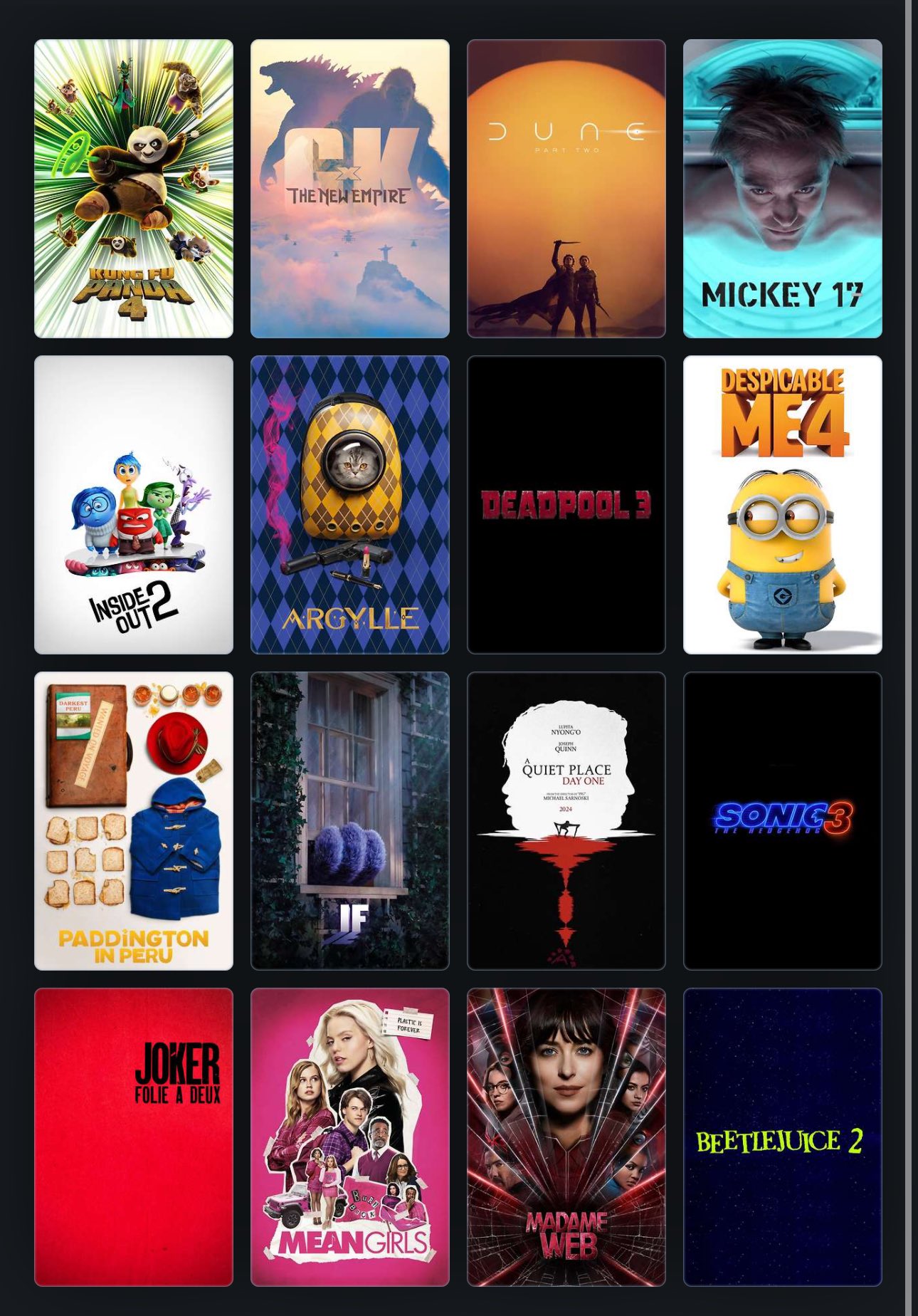 The Hollywood Handle on X Pick your most anticipated 2024 movie from each row. https t 4t7r8KH9AJ X