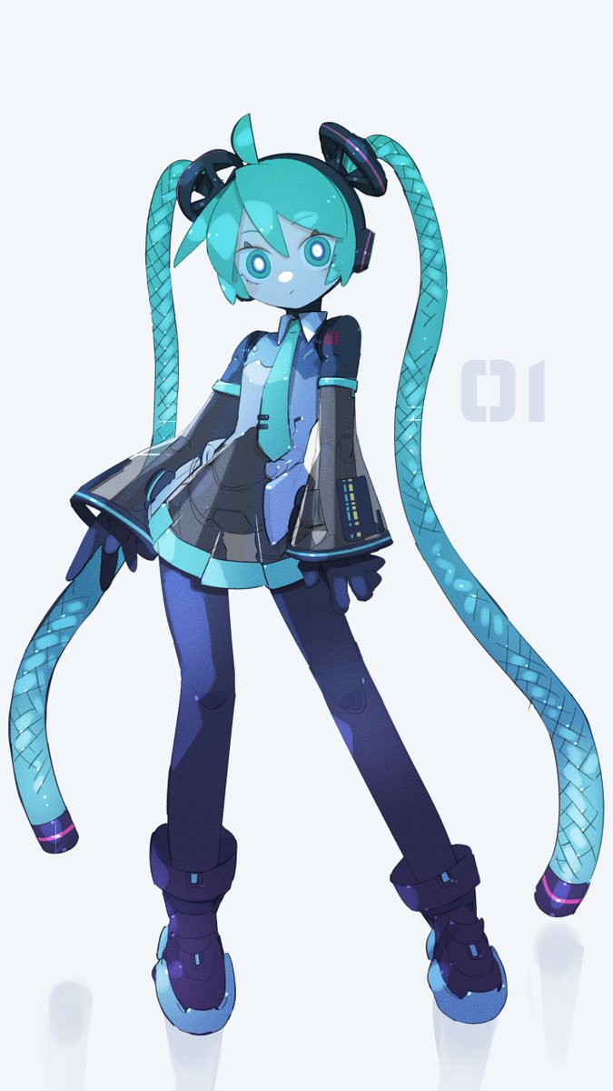 hatsune miku 1girl android solo long hair twintails very long hair full body  illustration images