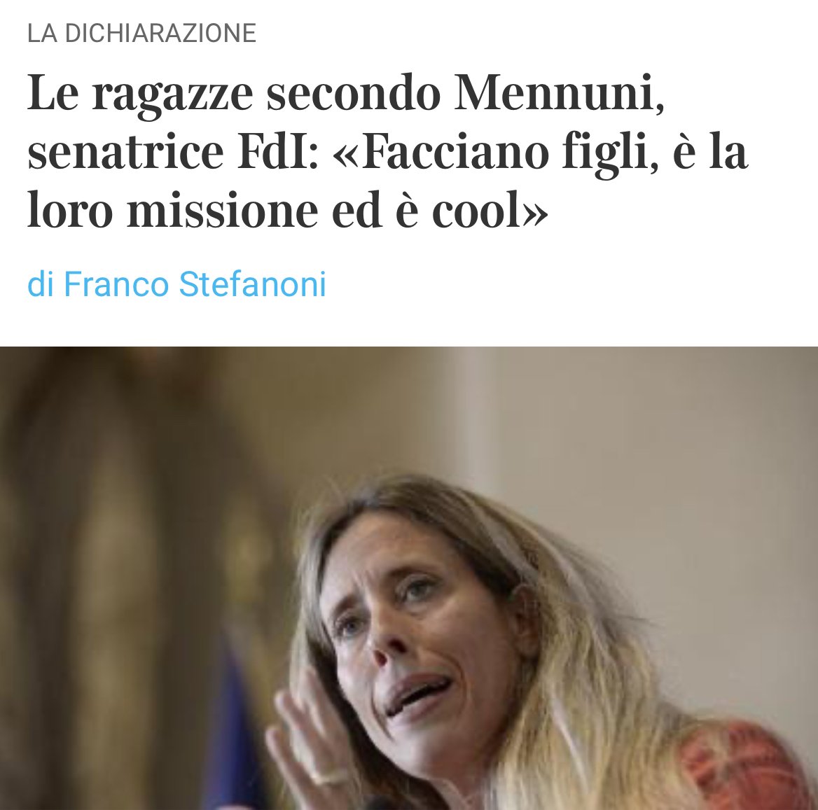 Oddio che scandalooooh, la #Mennuni ha detto che le donne fanno i figli. 
E io che pensavo che i figli fossero la risultante di un acquisto andato a buon fine da parte di genitore 1 e genitore 2... 😅
#28dicembre