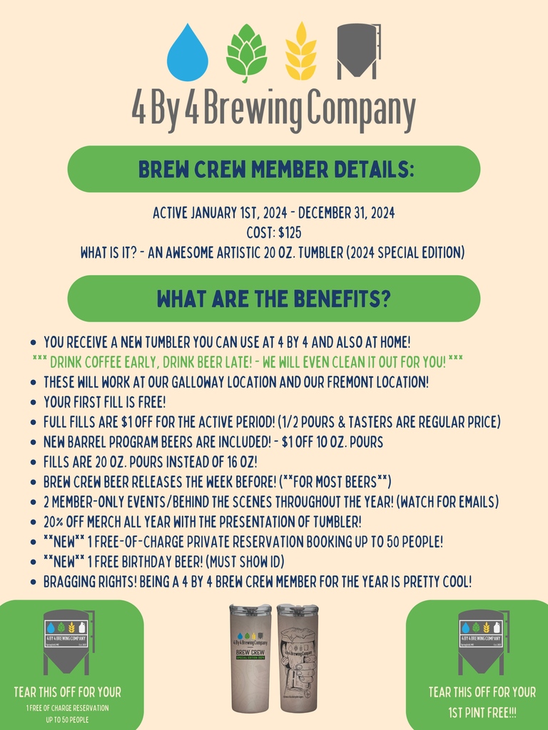 4by4Galloway's tweet photo. Remember, our NEW 2024 Brew Crew Tumblers will become active on January 1st!! The 2023 ones will then be inactive so you'll wanna snag yours now before they're gone!
#brewcrew #membership #memberprogram #membersonly #4by4brewingco https://t.co/zw0P9Ce5W6