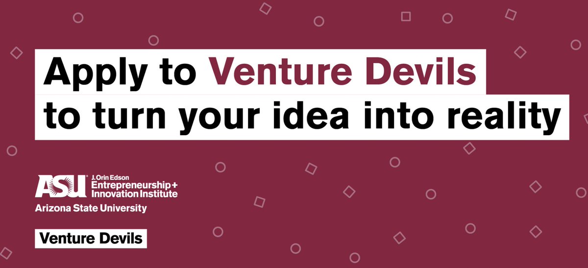 Become a Venture Devil today! 

Venture Devils helps ASU students, faculty, staff &amp; community-based entrepreneurs succeed. Get the tools you need to thrive with services that accelerate new &amp; established ventures.

Apply by Jan. 2: ow.ly/E5v150QmfjC