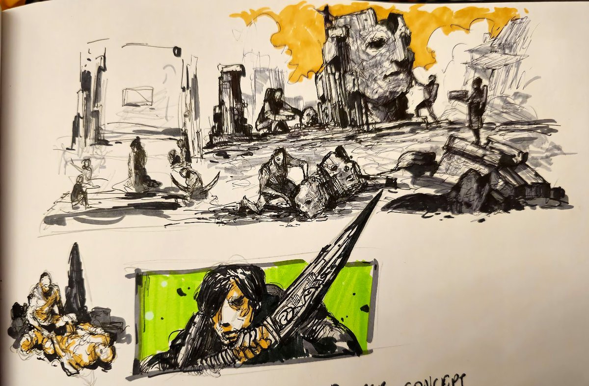 ManthosLappas's tweet photo. Some concept sketches for the game from my books. Always love to rough out ideas for either cutscenes, world events and other in game stuff.
#conceptart #gameart #skething #drawings #indiedev #fantasy #concepts #sketches #sketchbook #gamedesign https://t.co/kB4v8uWvGq