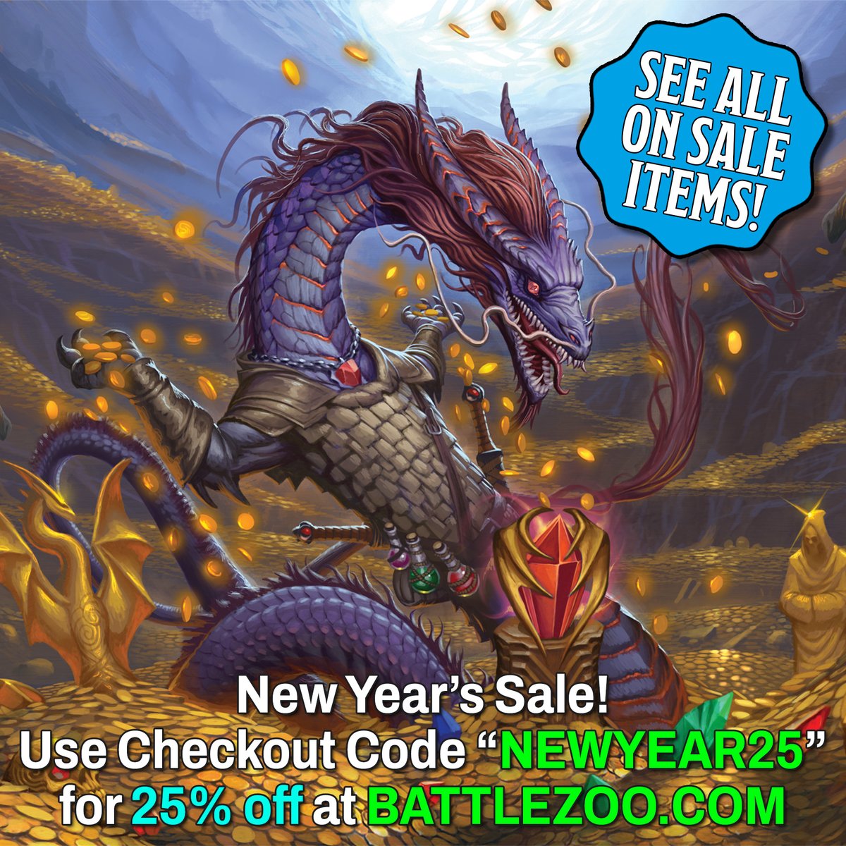 Check out our first-ever New Year's Sale at battlezoo.com! Use checkout code 'NEWYEAR25' to get 25% off nearly everything in the store! battlezoo.com/collections/tu… #dnd #5e #ttrpg #pathfinder #pf2 #paizo #dnd5e #Pathfinder2e #rpg #dungeonmaster #dungeonsanddragons