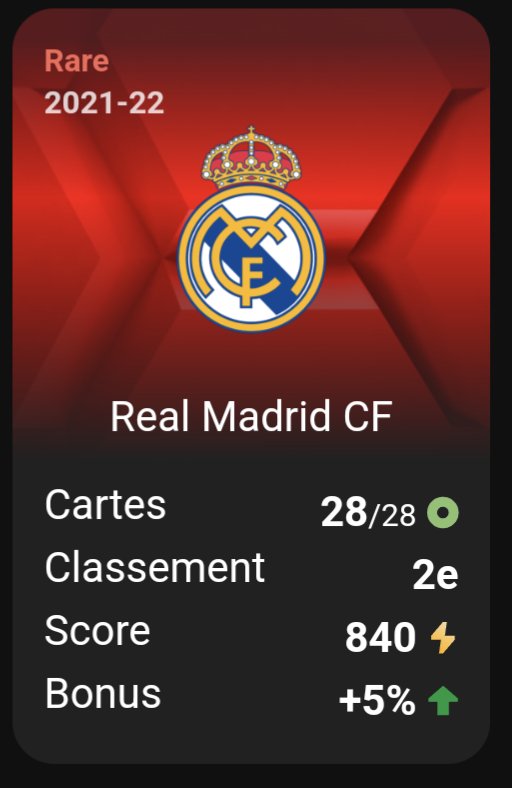 y_bux's tweet photo. @sorarebreizh @Sorare Mon podium :
1. Universidad Católica 23/24 full 1/100
2. Real Madrid 21/22 full
3. Valencia CF 22/23 full https://t.co/Yb6Dr1SxYr