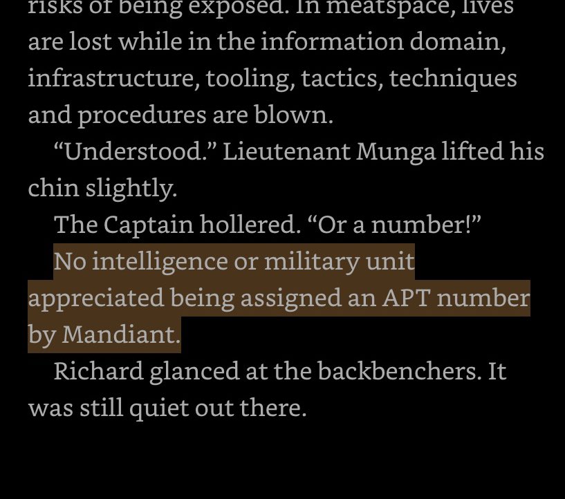 chuksjonia's tweet photo. In class we usually tell Military and Intelligence services’ students, that stealth during CNE is crucial. And one statement is that none of them should wish for a @Mandiant APT/ UNC number. 

@780thC  @JohnHultquist @cyb3rops 
@ImposeCost @HostileSpectrum @cglyer @ItsReallyNick @KimZetter @IWCsync @MrDanPerez @secman_pl @MalwareJake @JasonAtwell14 happy holidays and a successful new year countering cyber ops 2024 🫡 .