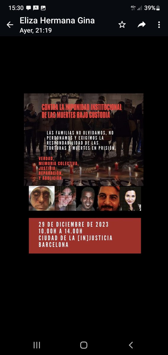 📍Demà 29 concentració amb acte i manifestos de les famílies a: [LA CIUTAT DE LA INJUSTÍCIA DE BARCELONA] 🏛 🕙 de 10.00H/14.00H Per aclamar contra la impunitat institucional de les morts en custòdia de tots els recons dEspanya Catalunya té l'honor de ser la primera a la llista!