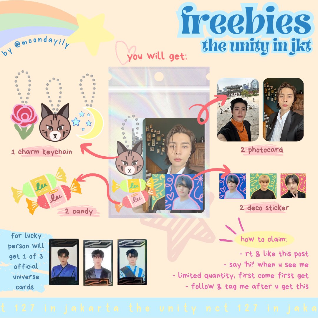 moondayily's tweet photo. ❄️FREEBIES THE UNITY IN JKT❄️
⋆｡˚` by @moondayily <♡

⚘ 13 January (day 1)
⚘ location and time details: TBA

🎀 like + rt this post 🎀
thank you ;༊

t. nct 127 ilichil jakarta indonesia arena senayan neo city #NCT127_NEOCITY_THE_UNITY https://t.co/j9lfSZzaEE