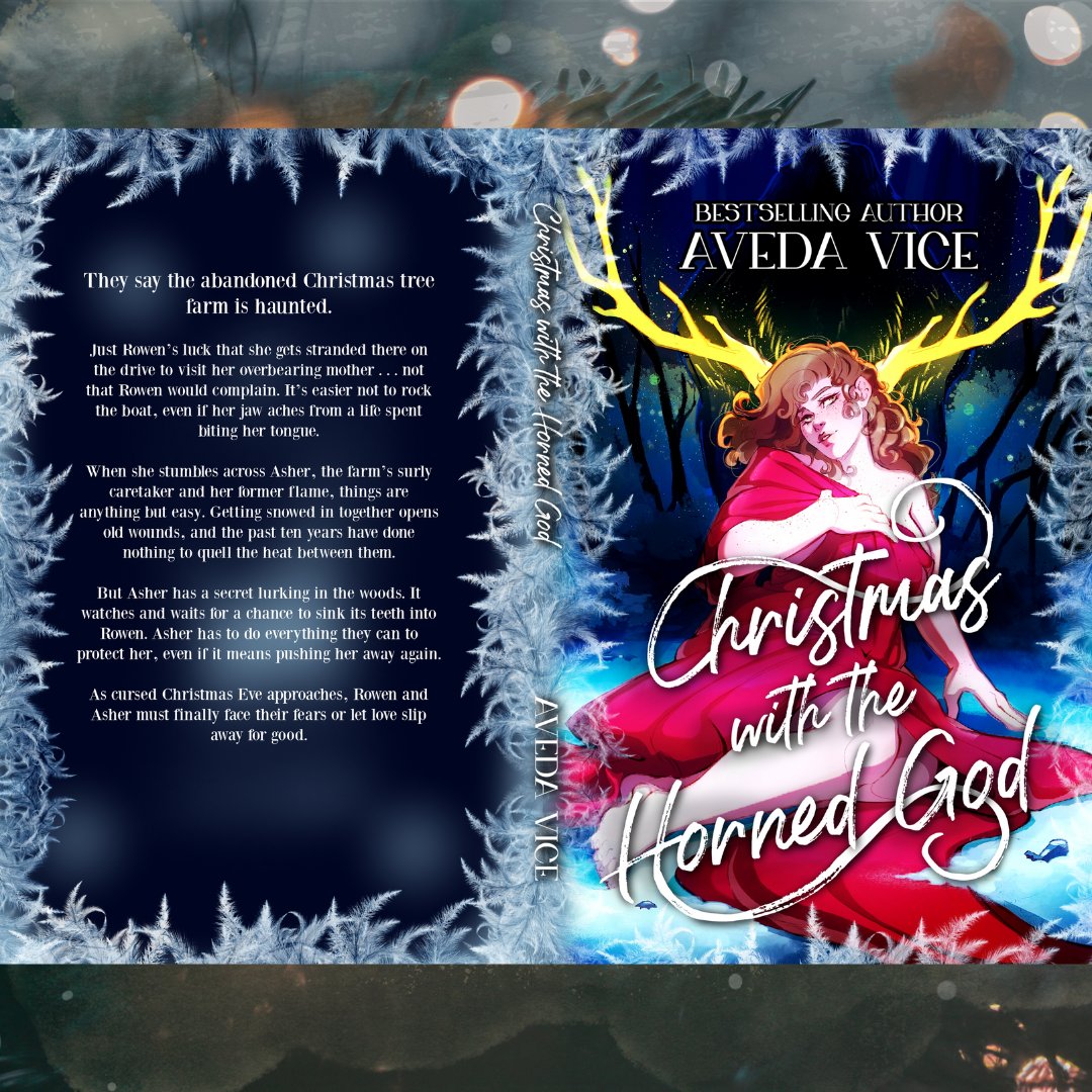 PAPERBACKS ARE LIVE! Christmas with the Horned God paperbacks are now LIVE! Check out the full cover in the second image. ⁠ I absolutely love the illustration from @EverteinC and design from @vianoniomoh . The ice framing on the back is so!!!