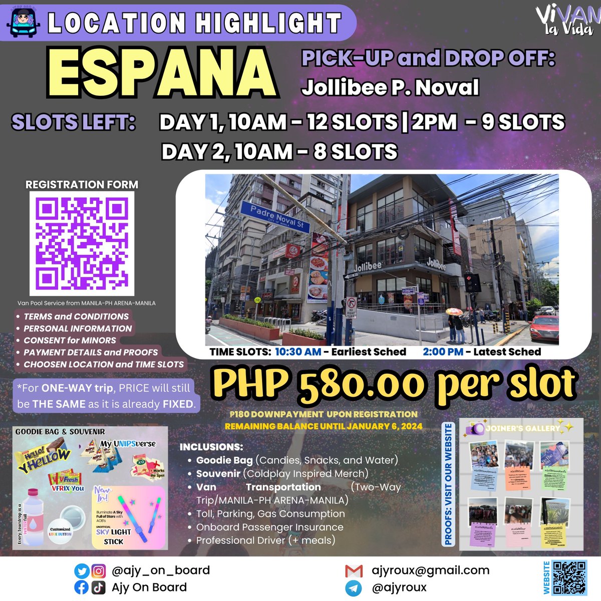 ajy_on_board's tweet photo. ✨LOCATION HIGHLIGHT #ViVANMANILA

COLDPLAYERS around ESPANA looking for transpo to #MOTSPH on JANUARY 2024?

📍PICK-UP &amp; DROP-OFF: Jollibee P. Noval

#COLDPLAYinPH #COLDPLAYPH
#MusicOfTheSpheresWorldTourPH
shuttle carpool service metro manila ust lacson dapitan legarda ph arena https://t.co/Z7CkLC1smz