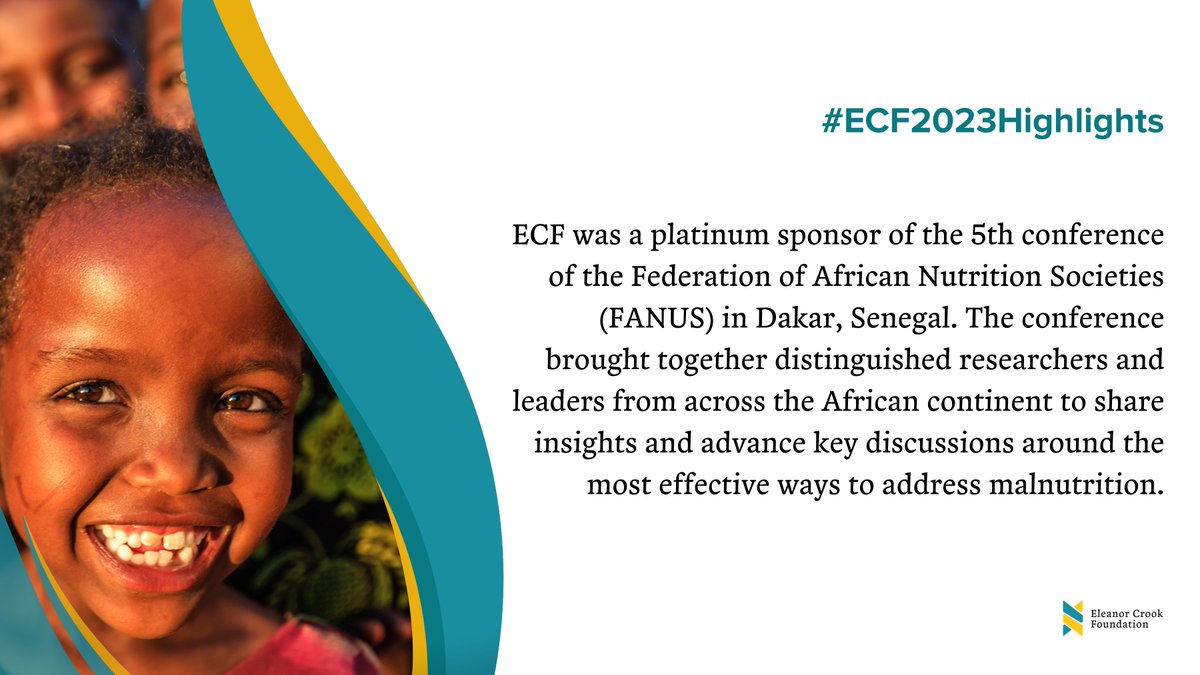 Eleanor Crook Foundation (@eleanorcrookfdn) on Twitter photo ECF proudly sponsored the 5th conference of the Federation of African Nutrition Societies (FANUS) in Dakar, Senegal.
FANUS brings together influential researchers and leaders from all over Africa to discuss important nutrition topics. bit.ly/47hdlcM
#ECF2023Highlights ECF proudly sponsored the 5th conference of the Federation of African Nutrition Societies (FANUS) in Dakar, Senegal.
FANUS brings together influential researchers and leaders from all over Africa to discuss important nutrition topics. bit.ly/47hdlcM
#ECF2023Highlights