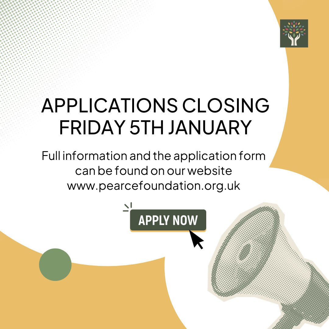 Our grants are open to applications until Friday 5th Jan. Sussex-based charities, operating for 2 years or less &amp; with an income of not more than £50,000 are welcome to apply. Pls take the eligibility quiz on our website before applying. 

Full info on pearcefoundation.org.uk