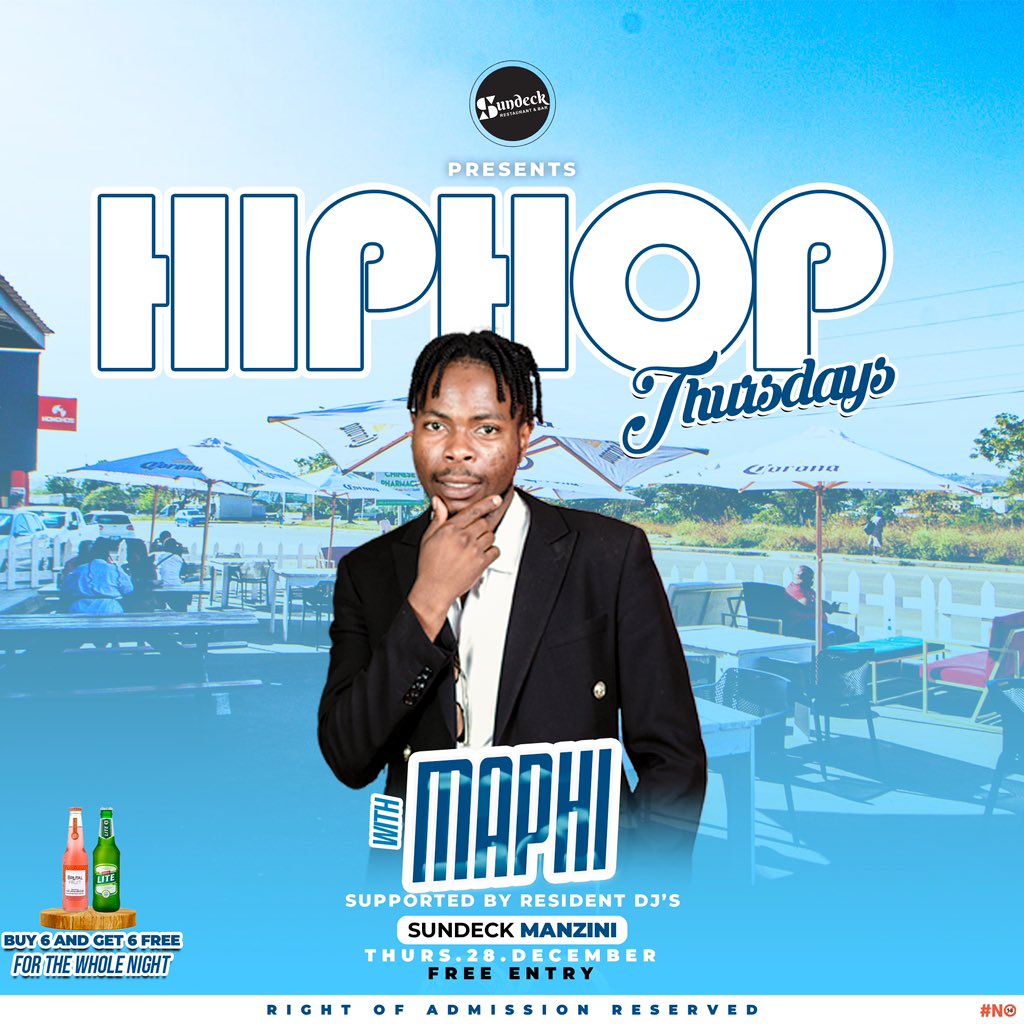 shadowswaziboy's tweet photo. Blazing hip hop tunes with the baddest HH dj Maphi tonight Sundeck Manzini #letsdeck https://t.co/B9FXd2aSSI