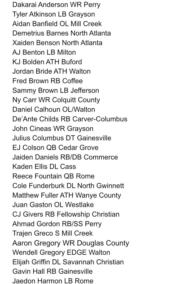 Top 75 Players Part 1 @WaltonRecruits @BamBride @grayson_fb @Tyler16Atkinson @FountainReece @najehwilk @CraigSagerJr @MiltonEagles_FB @DaRealAJ9 @buford_football @KhalilBolden2 @NAWarriors_FB @NyCarr1 @CassFootball @JohnAgent0TheJ1 @colefunderburk8 @PHS_Football1 @SCPSAthletics