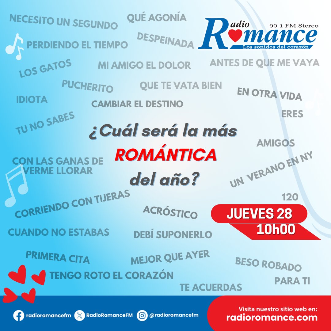 ¿Estas listo para VOTAR por #LasMásRomántica del 
año ?  #TopRomántico2023