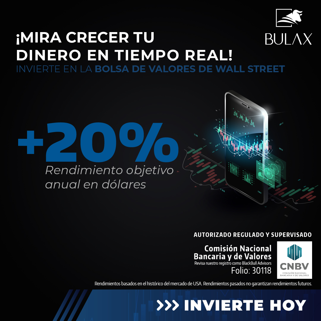bulaxmx's tweet photo. Invierte en Wall Street y mira crecer tu dinero en tiempo real.

Con BULAX, puedes invertir en la bolsa de valores de Wall Street y obtener rendimientos en dólares de hasta el 20% anual.

¡Comienza a invertir hoy!
https://t.co/UGUT2t5FM1

#Bulax #Inversión #WallStreet https://t.co/7e95r7khjA