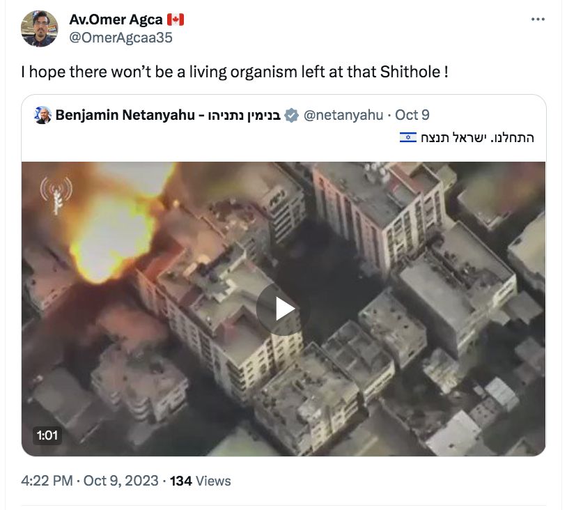 AIPAction's tweet photo. "I hope there won’t be a living organism left at that Shithole!"

"I wish all Palestine supporters erased from this earth"

"I hope Palestine will be destroyed"

@OmerAgcaa35 feels comfortable supporting genocide. How do customers of @WalmartCanada feel interacting with him? https://t.co/mRcU48abcu