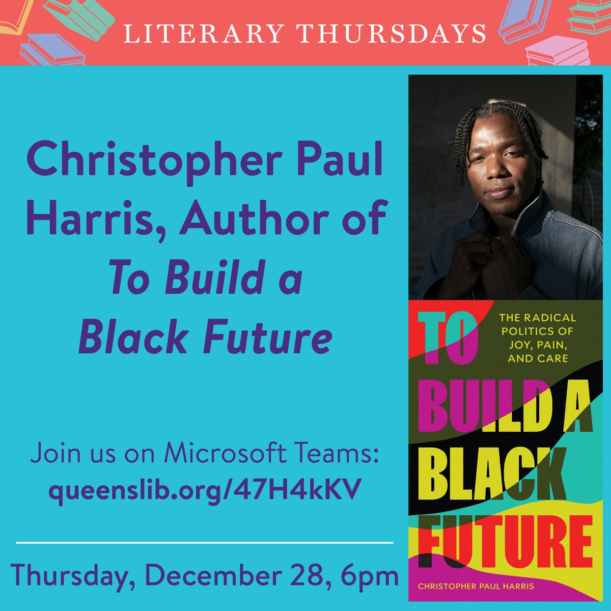 QPLNYC's tweet photo. Our Literary Thursdays series continues with @black_poethics, author of "To Build a Black Future: The Radical Politics of Joy, Pain, and Care." 
Join us on December 28 at 6PM! https://t.co/makoYvzr2W 
#KwanzaaWeek https://t.co/8QPtOlTrIT
